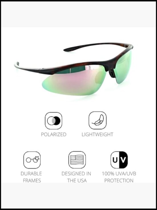 Lightweight Sportwrap Polarized Sunglasses - UV Protection, Anti-Glare, Unisex